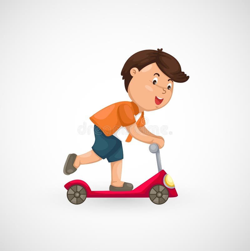 Boy on scooter stock vector. Illustration of childhood 38308509