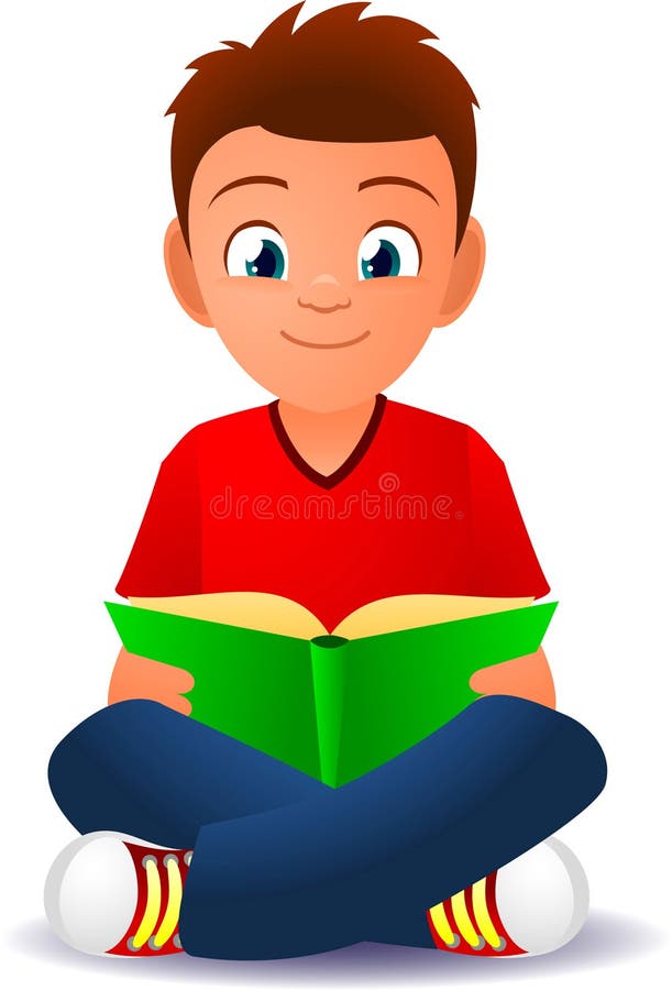 Cartoon boy reading