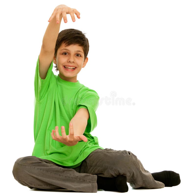 Boy Showing the Size of Present he Wants To Get Stock Image - Image of ...