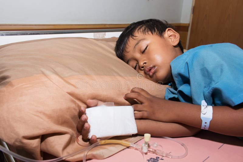 Boy Sick Sleep on Patient Bed Stock Image Image of little, patient