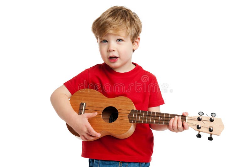 Cute Boy Playing Ukulele Guitar Stock Image Image of stand, handsome
