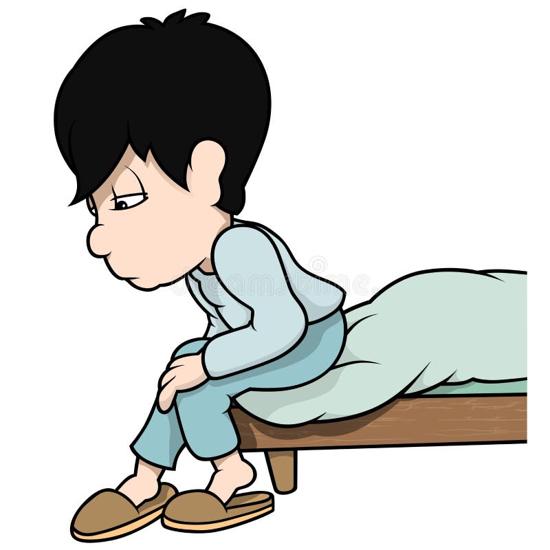 Boy Sitting In Bed stock vector. Illustration of relaxing 44173883
