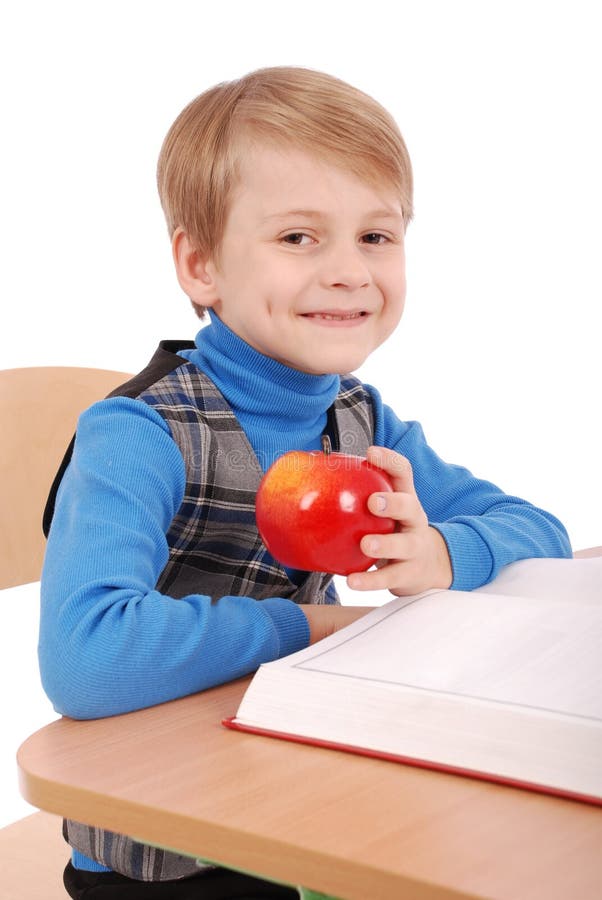 Boy Sitting at a School Desk Stock Photo Image of child, isolated