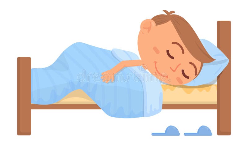 Boy Sleeping in Bed. Resting Kid Stock Vector - Illustration of sleeper ...