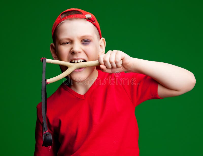 Boy with a slingshot