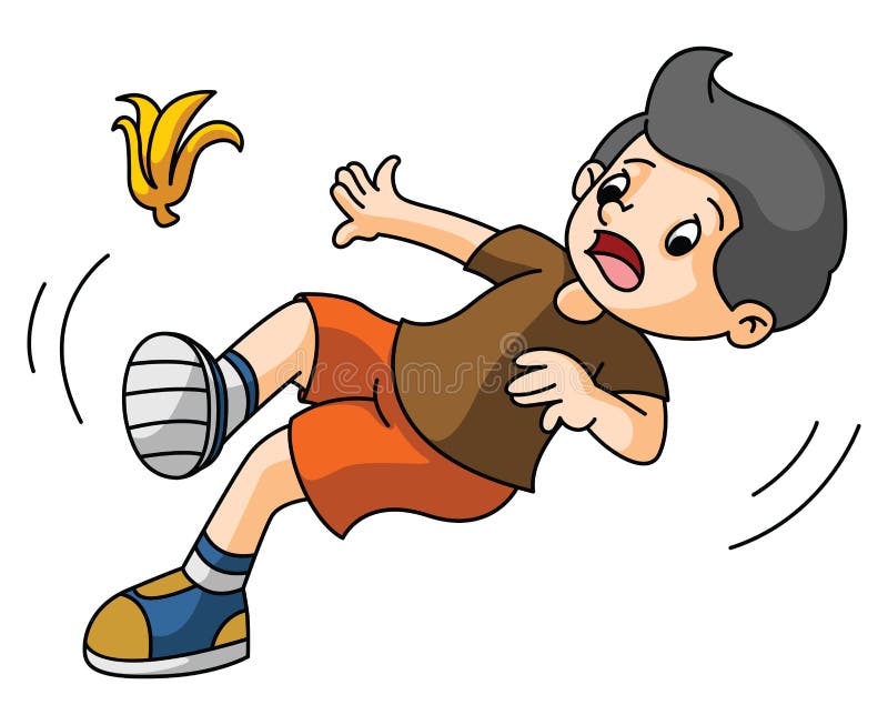 Boy slips stock vector. Illustration of banana, fell 47879641
