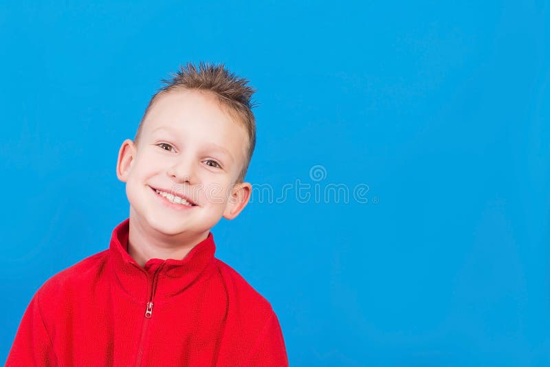 Boy is Smiling on a Blue Background Stock Photo Image of cute, schoolboy 172677422