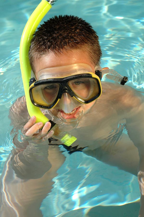 Boy Snorkeling in Swimming Pool Stock Photo Image of goggles, clear