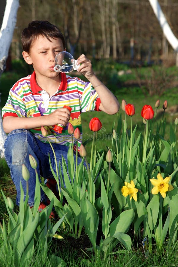 Boy with soap bubble