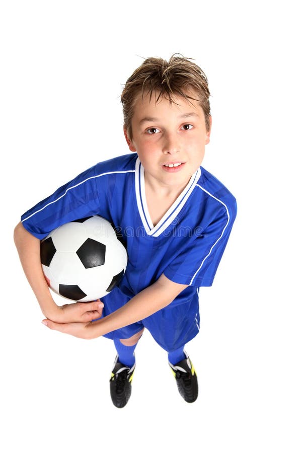 Boy holding soccer ball stock photo. Image of uniform 3063468