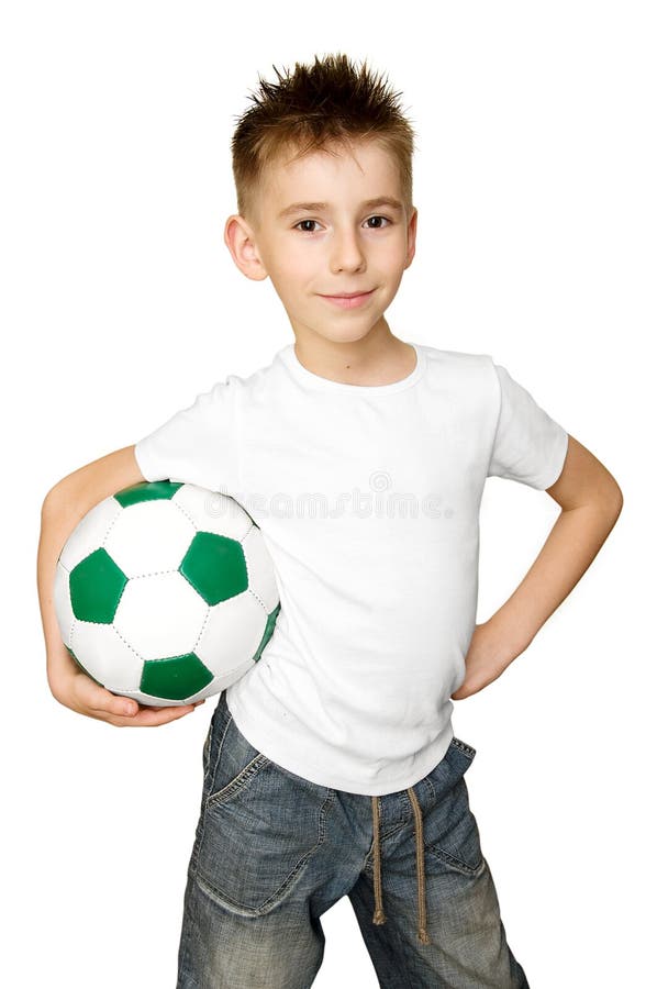 Boy with soccer ball stock image. Image of ball, european 19886857