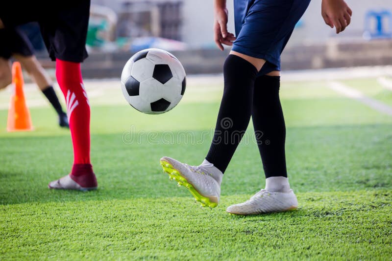 Boy Soccer Juggling and Control Soccer Ball Stock Photo Image of