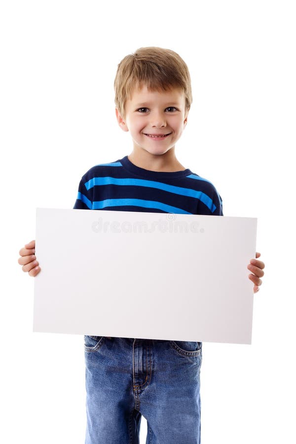 Boy standing with empty blank