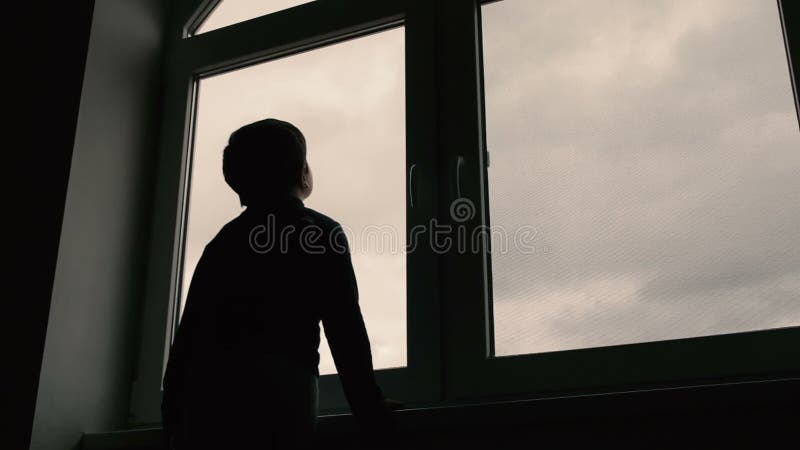 Silhouette of Man Banging on Window From, Stock Video