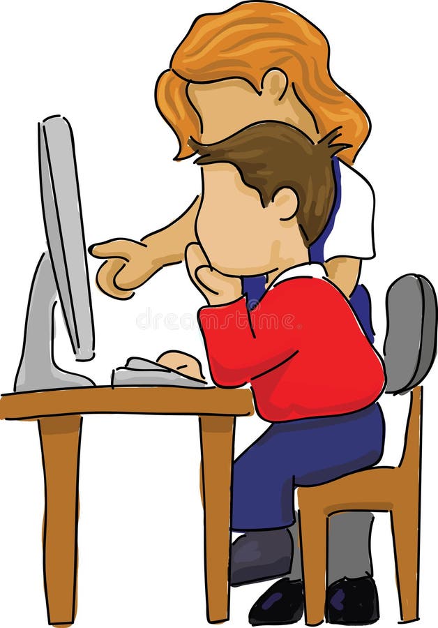 A Boy Student In Front Of A Computer Stock Vector Image A Boy Student In Front Of A Computer Stock Vector Image