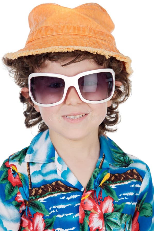Boy with sunglasses stock image. Image of tropical, person 3503411