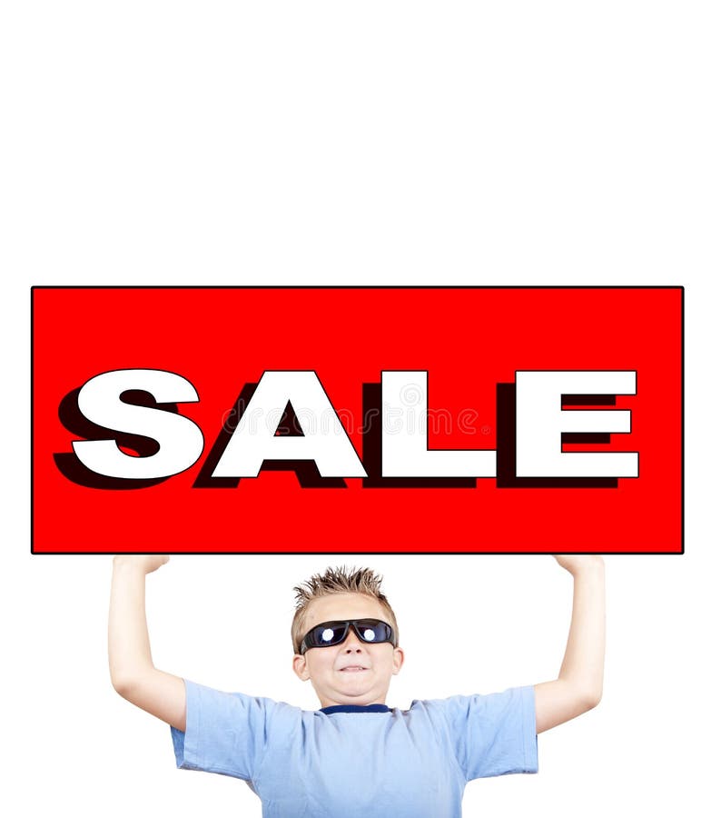 Boy with sunglasses have sale for you