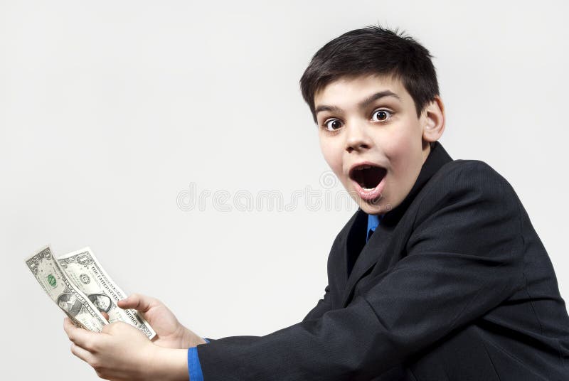 Boy surprised by the money received