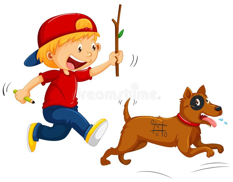 Boy teasing little dog stock vector. Illustration of object - 84571458