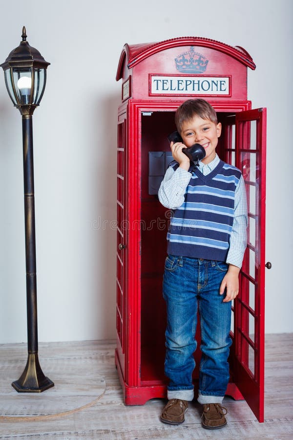 Boy with telephone