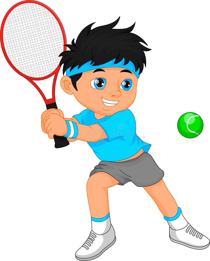Boy tennis player cartoon stock vector. Illustration of outdoor 93134858