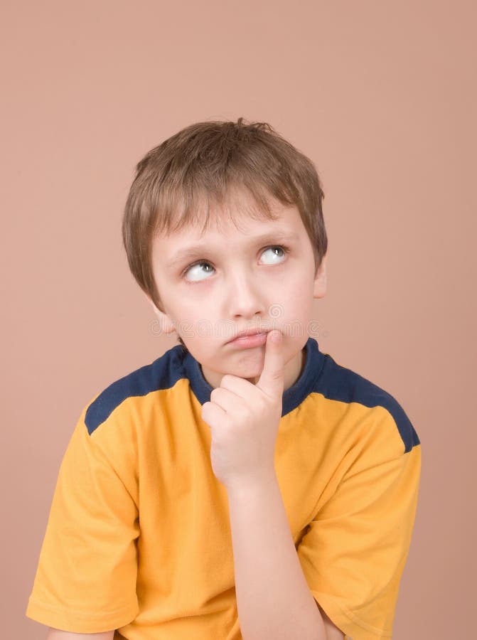 Young Boy Thinking Portrait Stock Image - Image of human, serious: 2370845