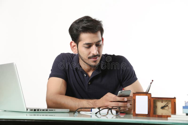 Boy is Using Phone in the Cabin Stock Photo - Image of elegant, office:  121563082