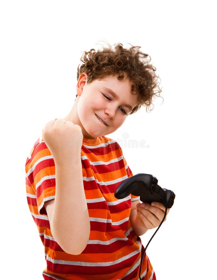 Boy using video game controller