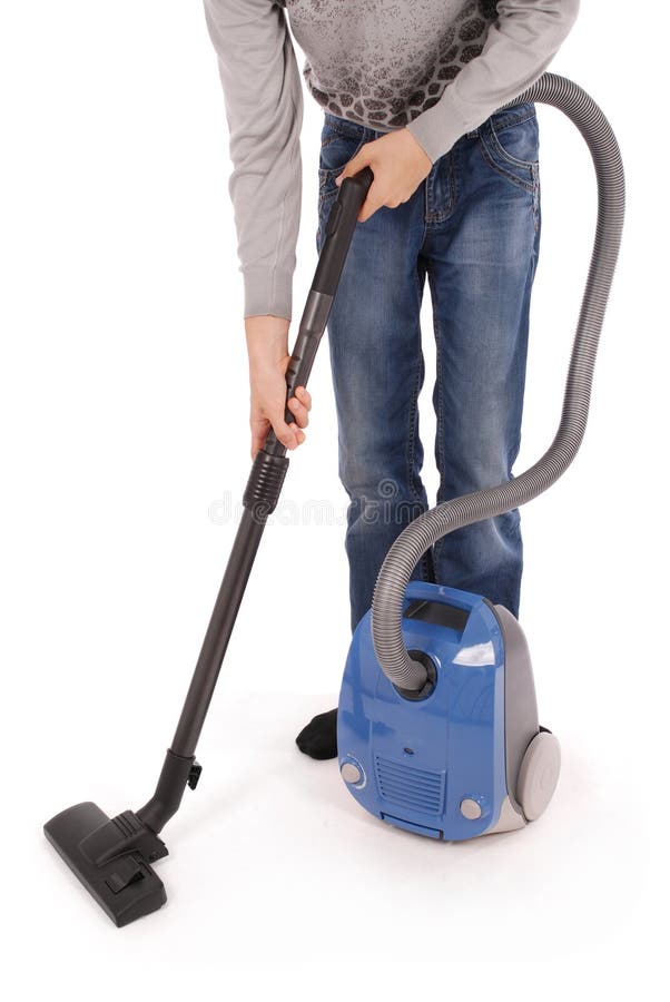 Boy with vacuum cleaner stock image. Image of machinery 80088519
