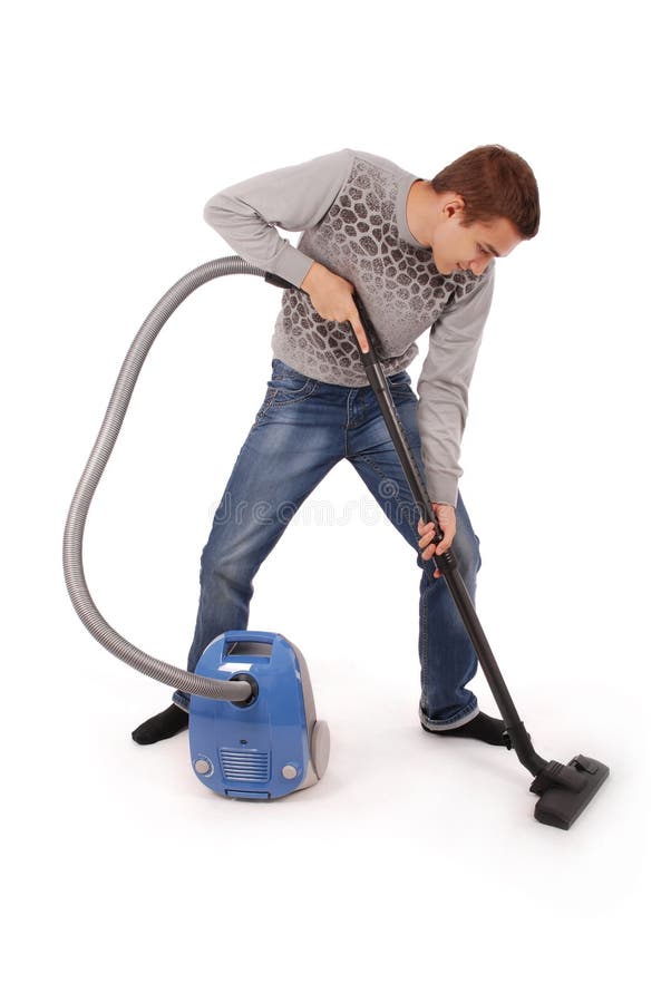 Boy with vacuum cleaner stock image. Image of machinery 80088519