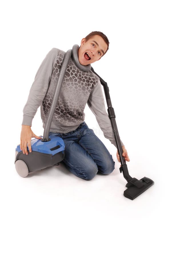 Boy with vacuum cleaner stock image. Image of machinery 80088519