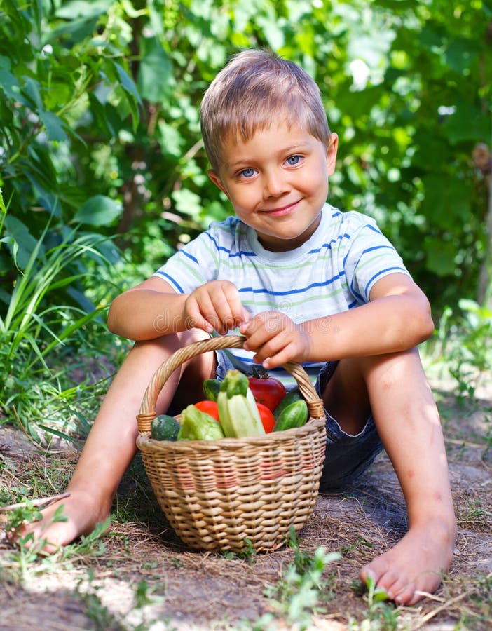 Boy with vegetables