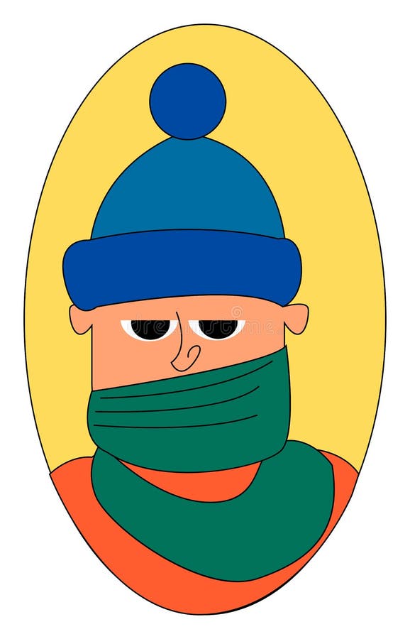 Boy Wearing a Blue Hat, Illustration, Vector Stock Vector