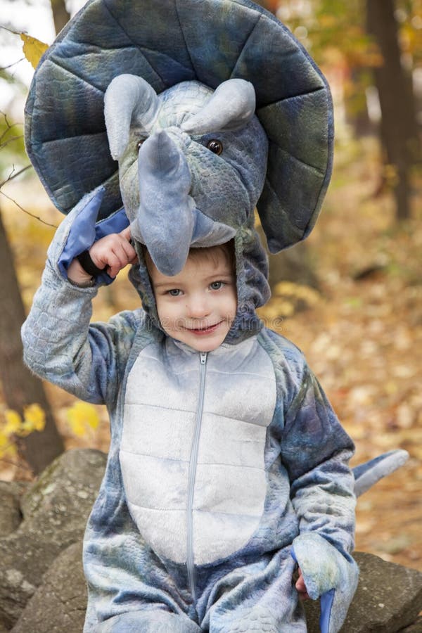 Boy Wearing Dinosaur Costume Stock Photo Image of head, child 61370954