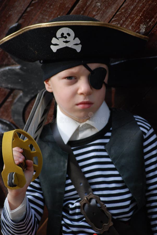 Boy wearing pirate costume