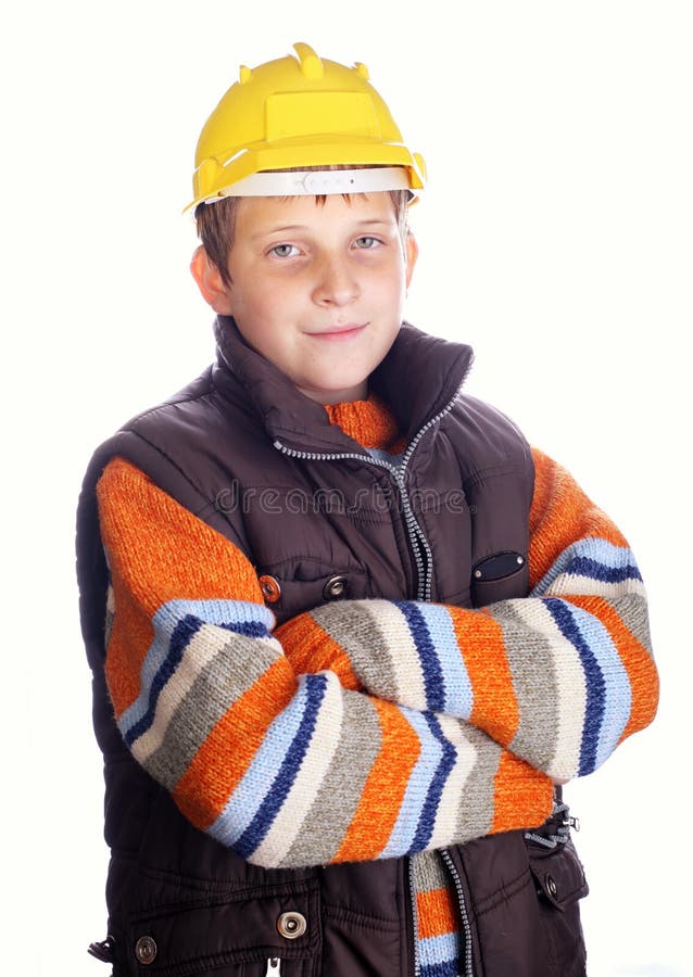Boy Wearing Protective Helmet Stock Image Image of safety, vertical