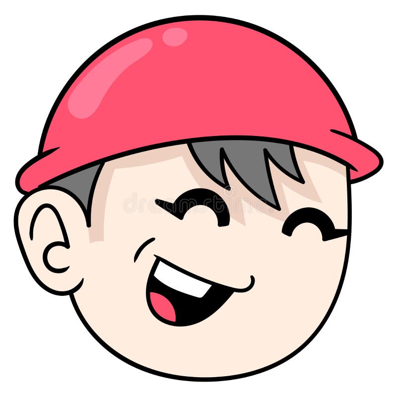 Boy Wearing a Red Cap with a Friendly Smiling Face, Doodle Icon Drawing ...