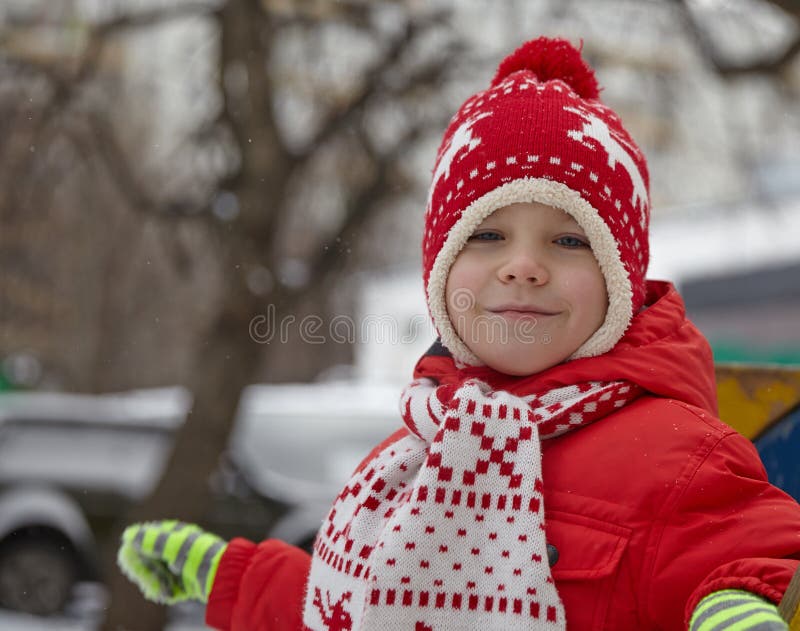 Boy in winter park stock image. Image of cute, mouth 49480117