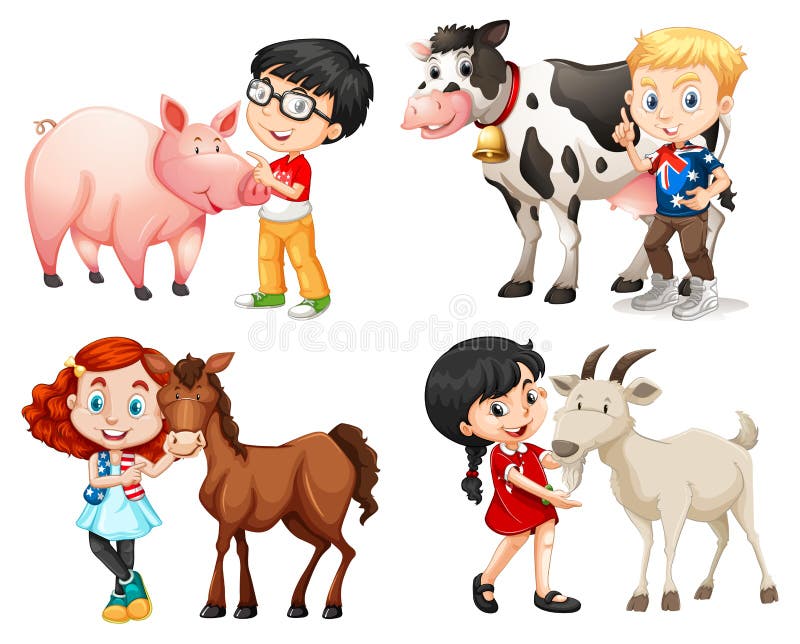 Boys and Girls with Farm Animals Stock Vector - Illustration of carnivorous, animal: 64022971 Boys and Girls with Farm Animals Stock Vector - Illustration of carnivorous, animal: 64022971