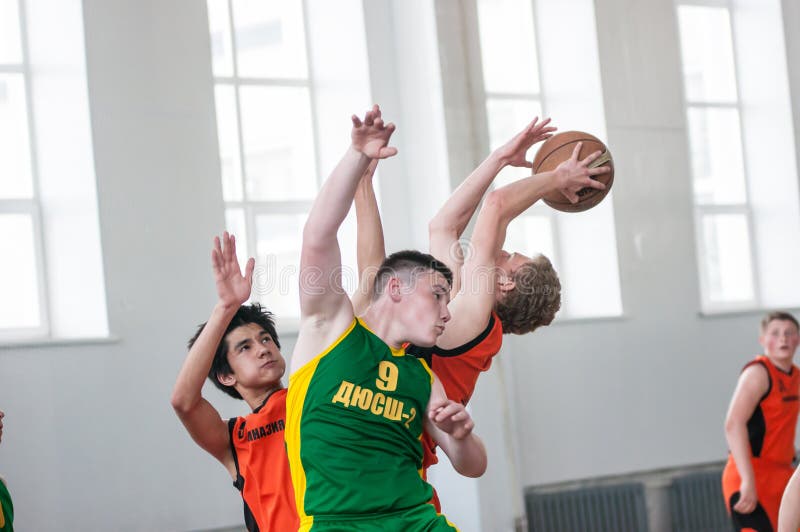 Boys play basketball, Orenburg, Russia stock photos Boys play basketball, Orenburg, Russia stock photos