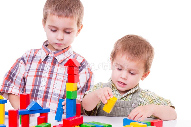 boy playing with blocks
