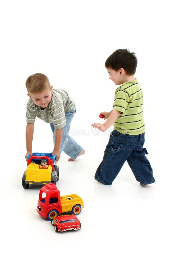boys playing with trucks