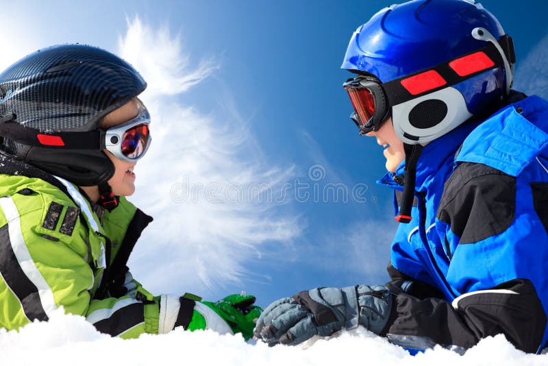 Boys playing in snow