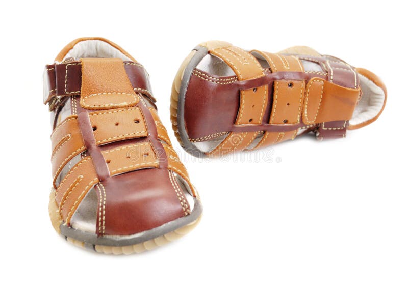 Boys brown leather sandals stock photo. Image of toddler - 10548526