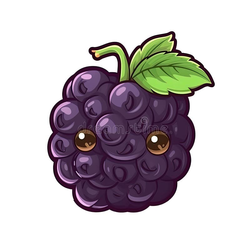 Boysenberry in Cartoon Style Stiker on White Background on Isolated ...