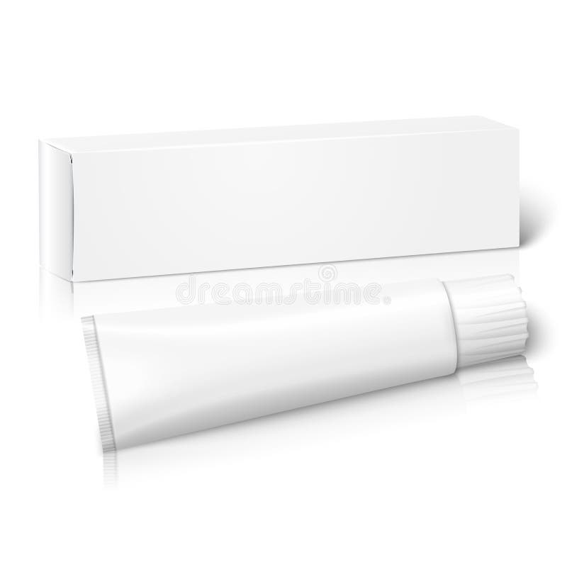 Boîte blanche réaliste de paquet de papier blanc avec le tube illustration libre de droits Boîte blanche réaliste de paquet de papier blanc avec le tube illustration libre de droits