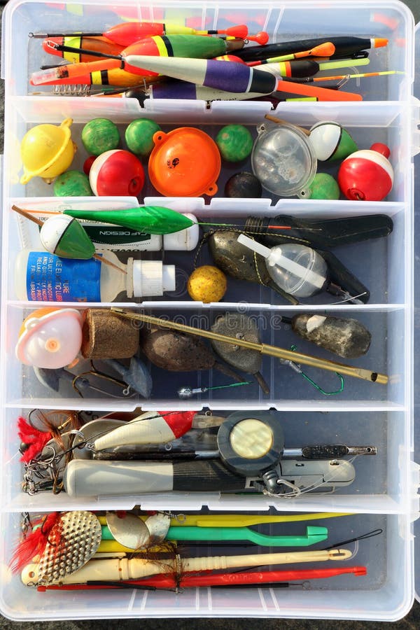 Fishing tackle box for recreation and sports on the waterside. Fishing tackle box for recreation and sports on the waterside