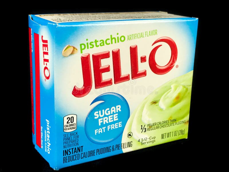 Boîte De Jello Sugar Free Pistachio Pudding Mix Photo stock éditorial