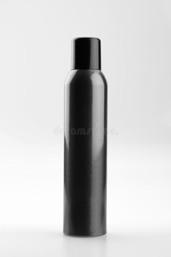 Boîte de jet cosmétique en aluminium noire, d'isolement sur le fond blanc image stock Boîte de jet cosmétique en aluminium noire, d'isolement sur le fond blanc image stock