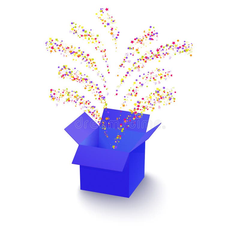 Boîte de surprise avec des confettis illustration stock Boîte de surprise avec des confettis illustration stock